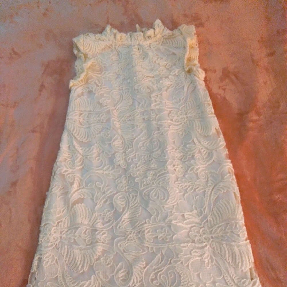 Express Size XXS Lace Overlay Cream Midi Dress